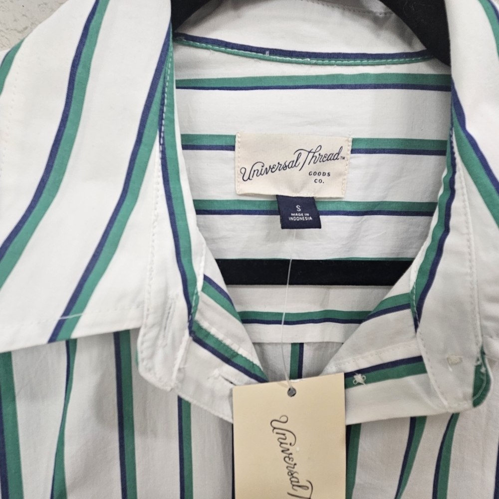 Universal Thread Teal and White Striped Long Sleeve Dress - Picture 3 of 6